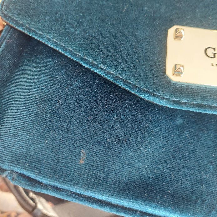 Guess Teal Vivi Velvet Top-Handle Flap Bag | Pre Loved |
