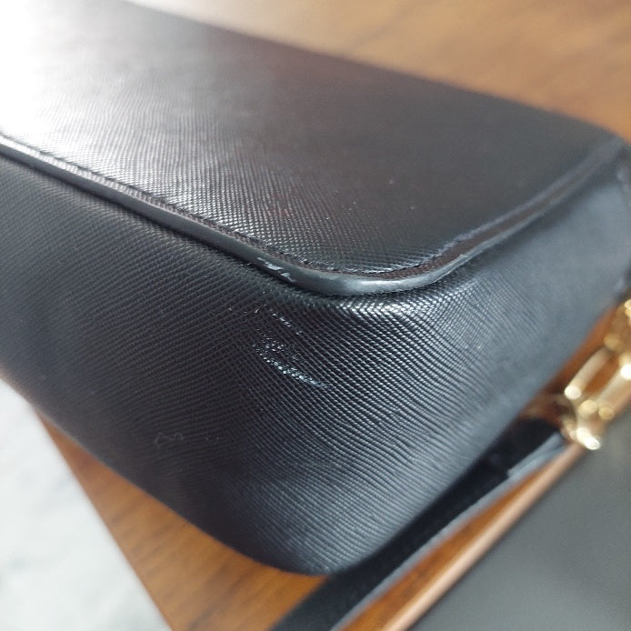 River Island Black Embossed Monogram Crossbody Bag | Pre Loved |