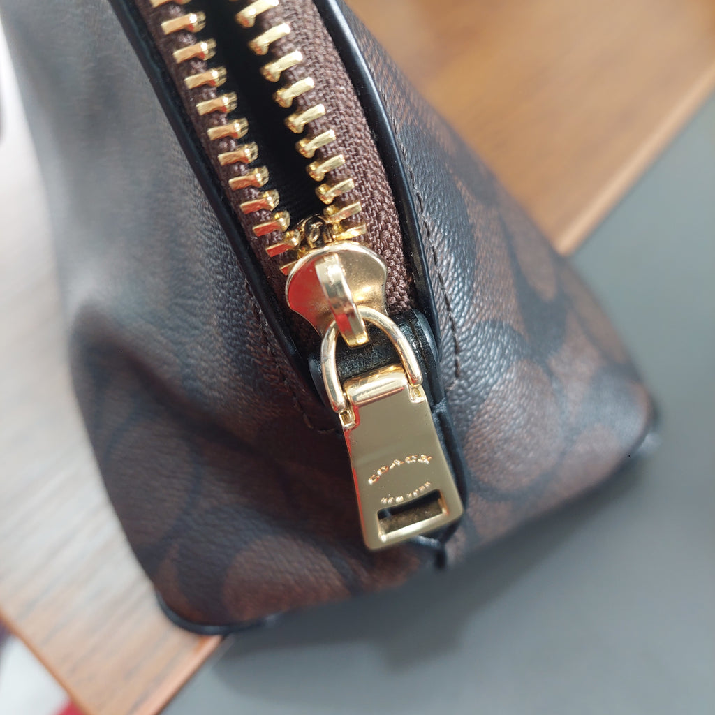 Coach Katy Signature Coated Canvas Leather Dome Handbag | Pre Loved |