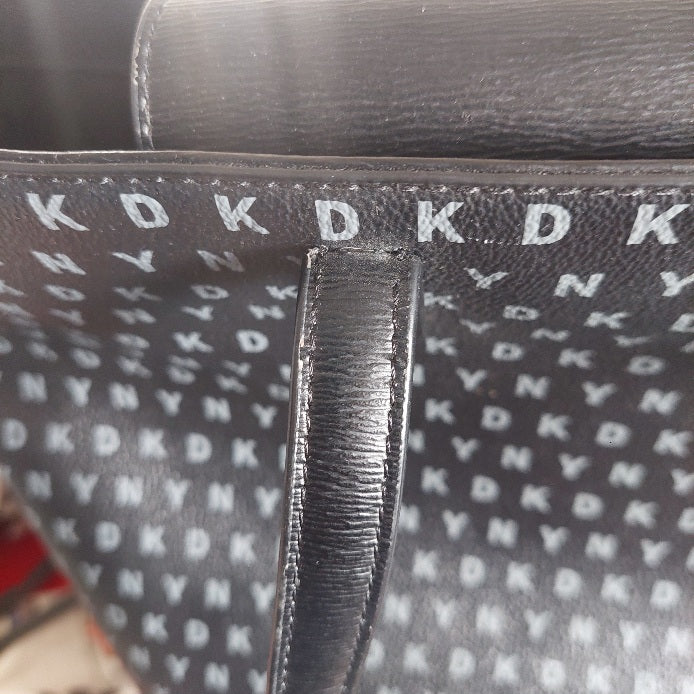 DKNY Black Medium Monogram Print Tote Bag | Gently Used |