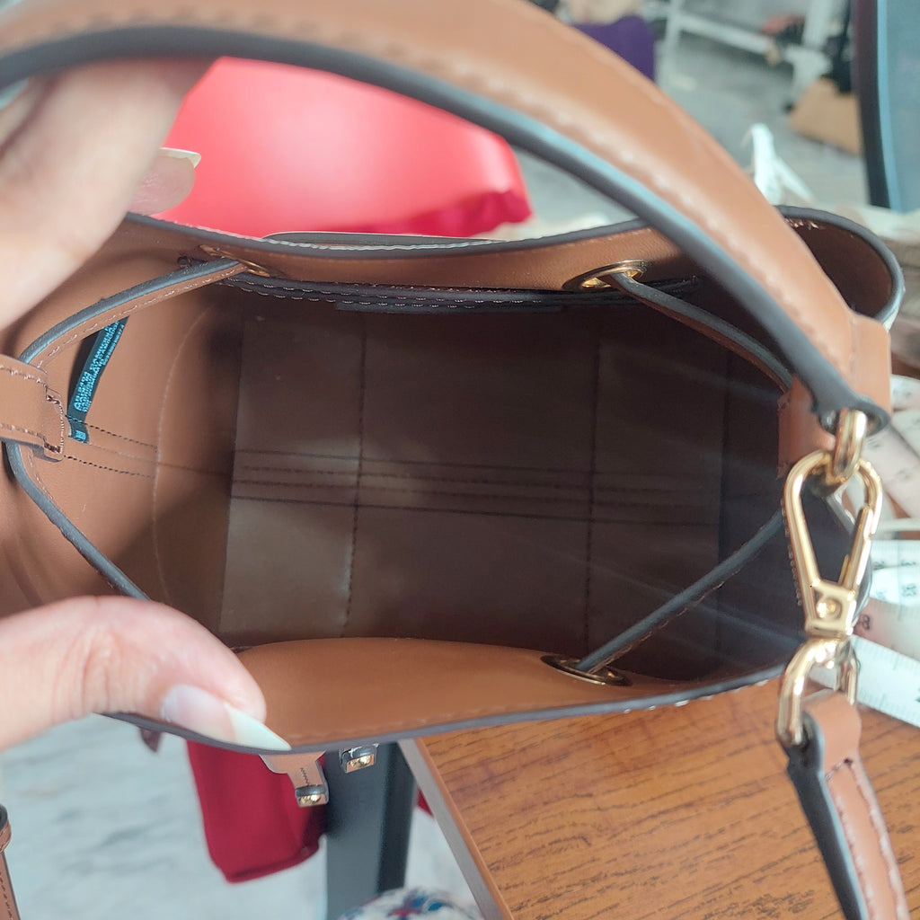 Michael Kors Brown & White Mercer Small Logo Bucket Bag | Gently Used |