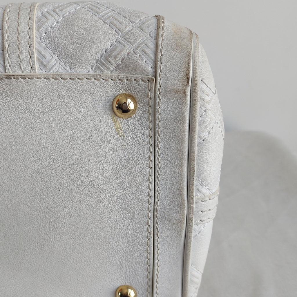 Versace White Leather Studded Handbag | Pre Loved |