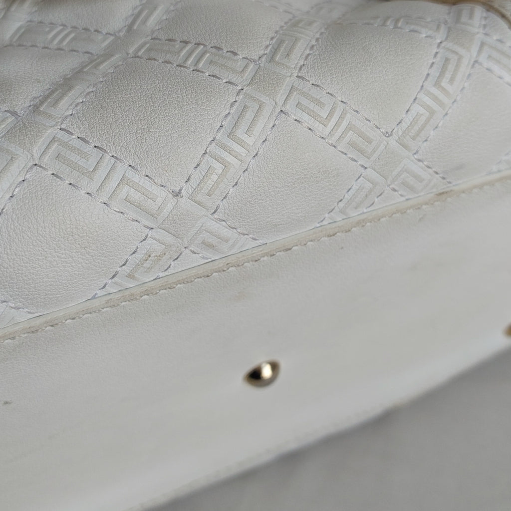 Versace White Leather Studded Handbag | Pre Loved |