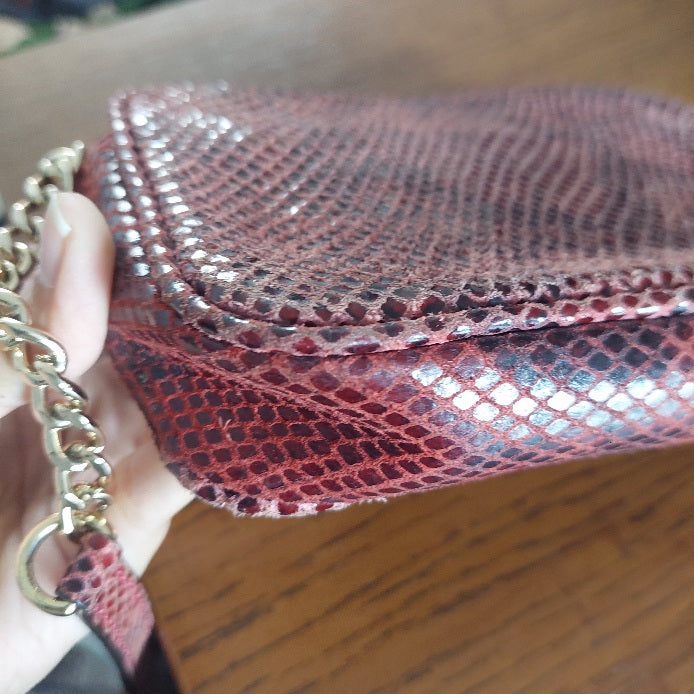 Michael Kors Red Leather Python Pattern Small Crossbody Bag | Pre Loved |