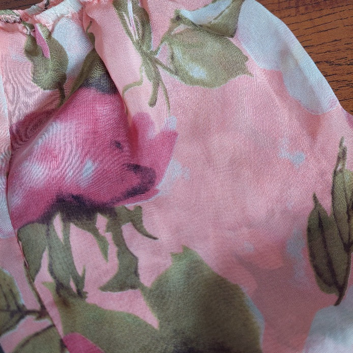 Forever 21 Pink Sheer Floral Printed Blouse | Pre Loved |