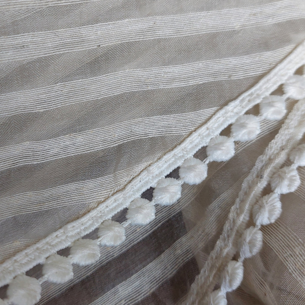 Sania Maskatiya Off White Sheer Embroidered & Lace Short Kurta | Brand New |