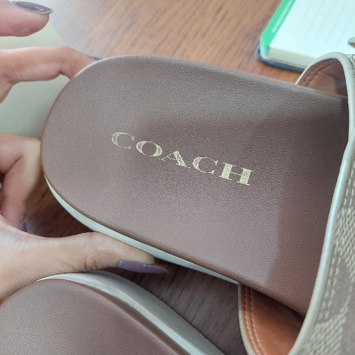 Coach Brown Monogram Signature Gwen Sandals | Pre Loved |
