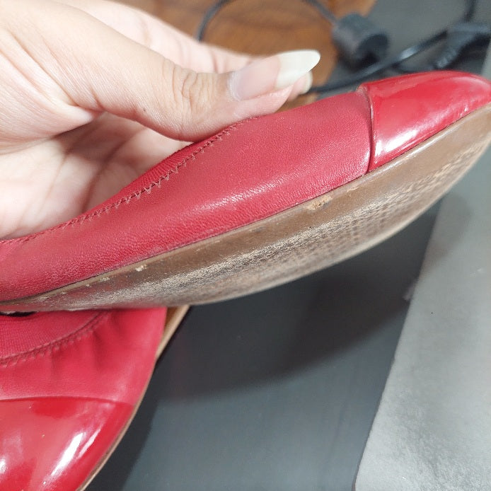 Tory Burch Red Leather 'Jolie' Slingback Flats | Pre Loved |