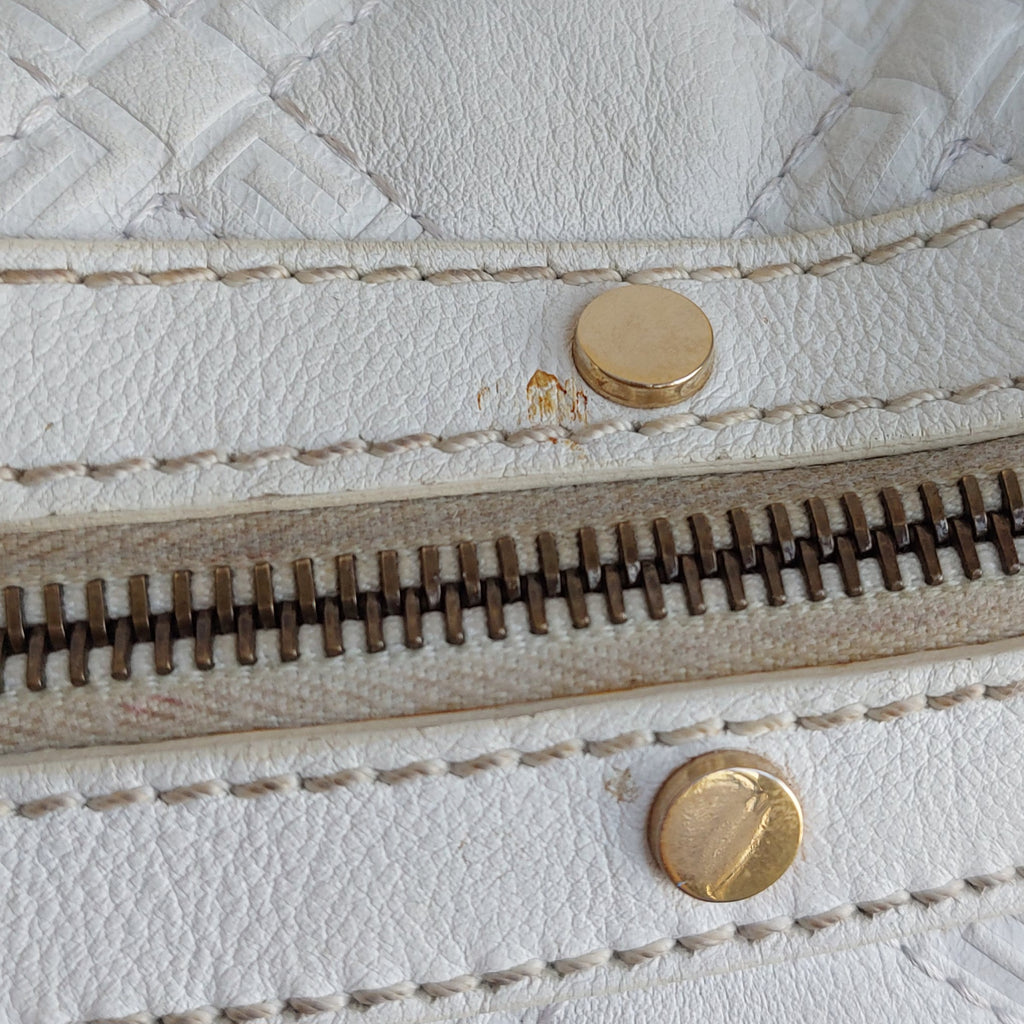 Versace White Leather Studded Handbag | Pre Loved |