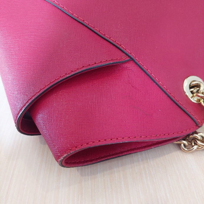 Michael Kors Red Jet Set Travel Large Chain Shoulder Tote Bag | Pre Loved |