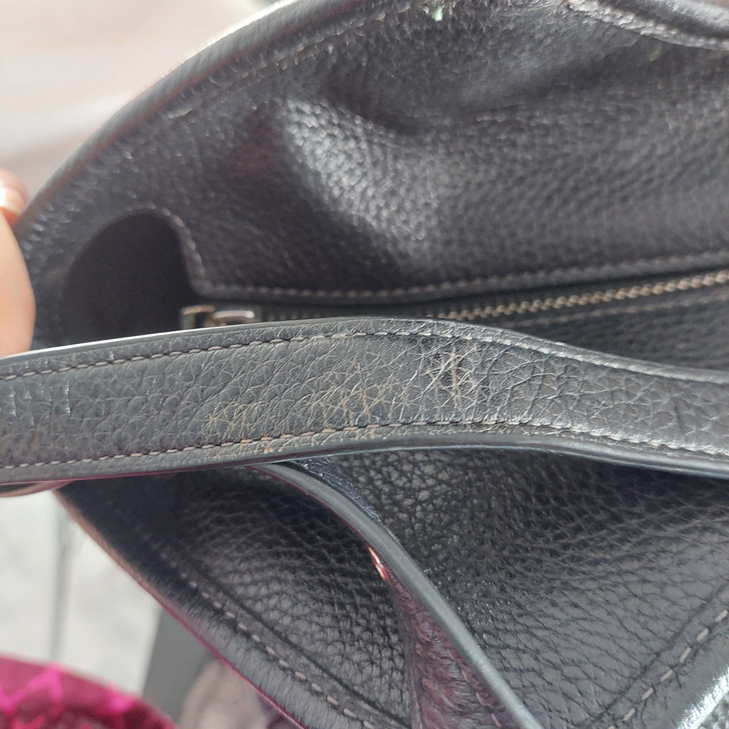 Coach Black Pebbled Leather “Meadow” Shoulder Bag | Pre Loved |