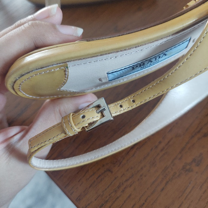 Prada Beige Patent Leather Pointed Kitten Heels | Pre Loved |