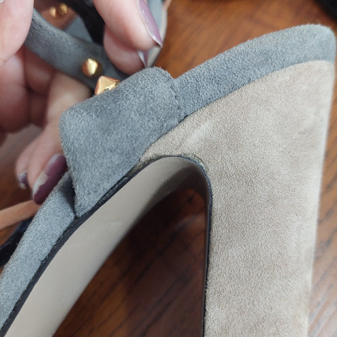 Gucci Multicolor Suede Studded Ankle Strap Sandals | Pre Loved |