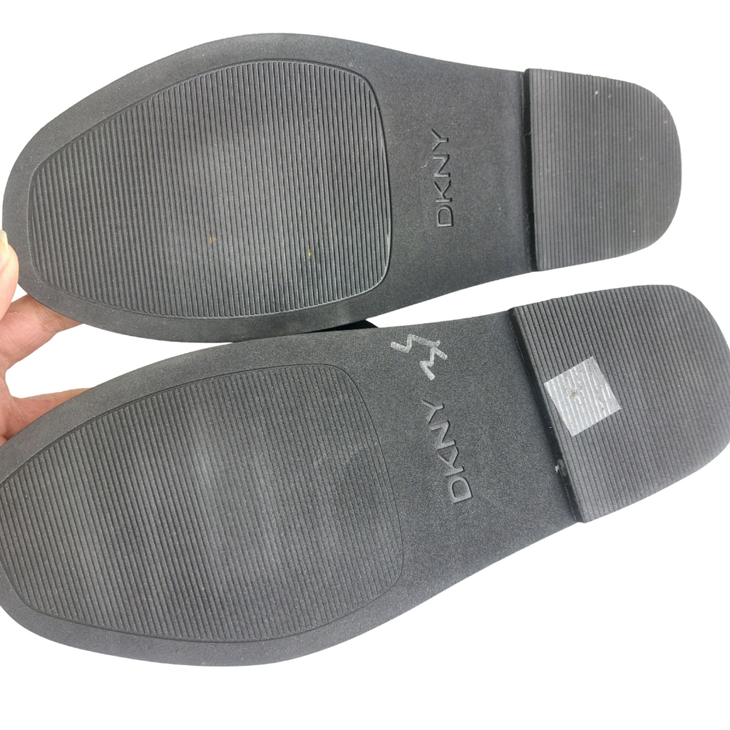 DKNY Black 'Isha' Logo Slide Sandals | Like New |