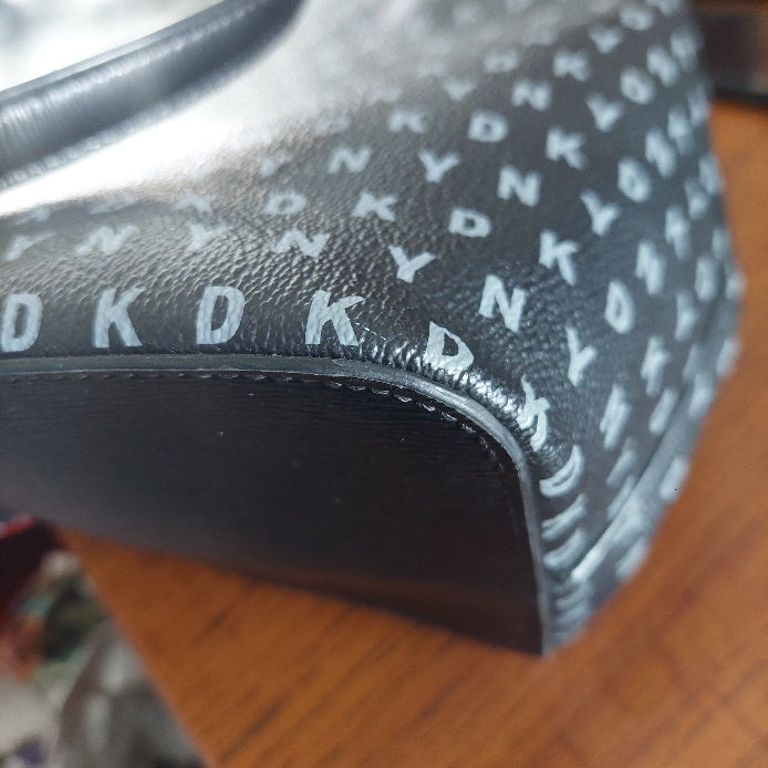 DKNY Black Medium Monogram Print Tote Bag | Gently Used |