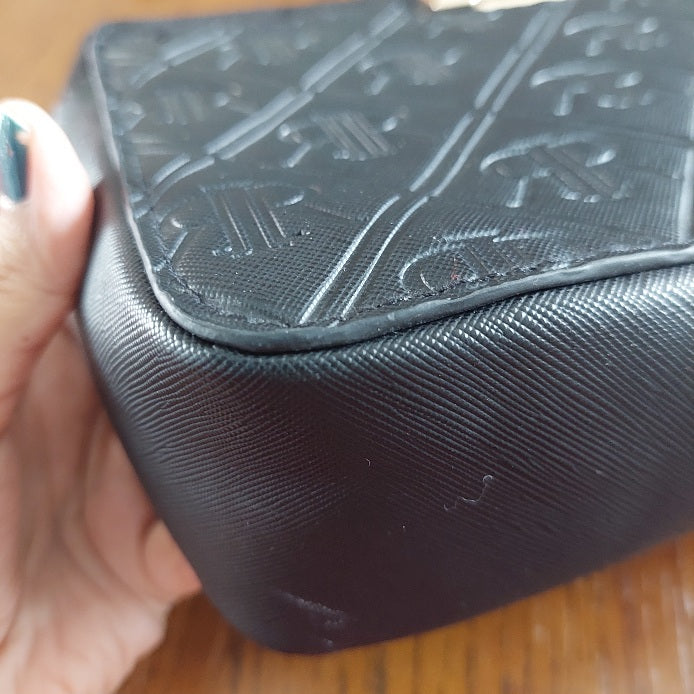 River Island Black Embossed Monogram Crossbody Bag | Pre Loved |