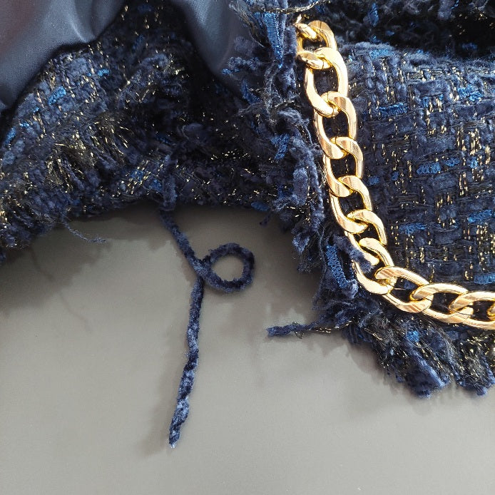 Christian Lacroix Navy Tweed Embellished Crop Jacket | Pre Loved |