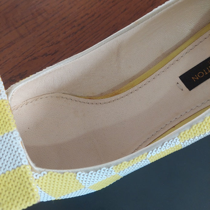 Louis Vuitton Yellow & White Magic Square Pumps | Pre Loved |