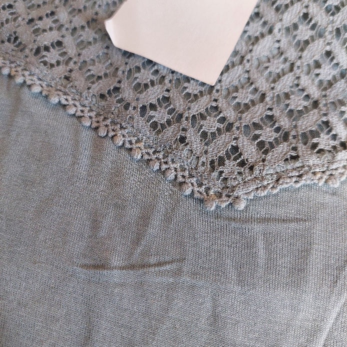 H&M Grey Sleeveless Lace Detail Top | Brand New |