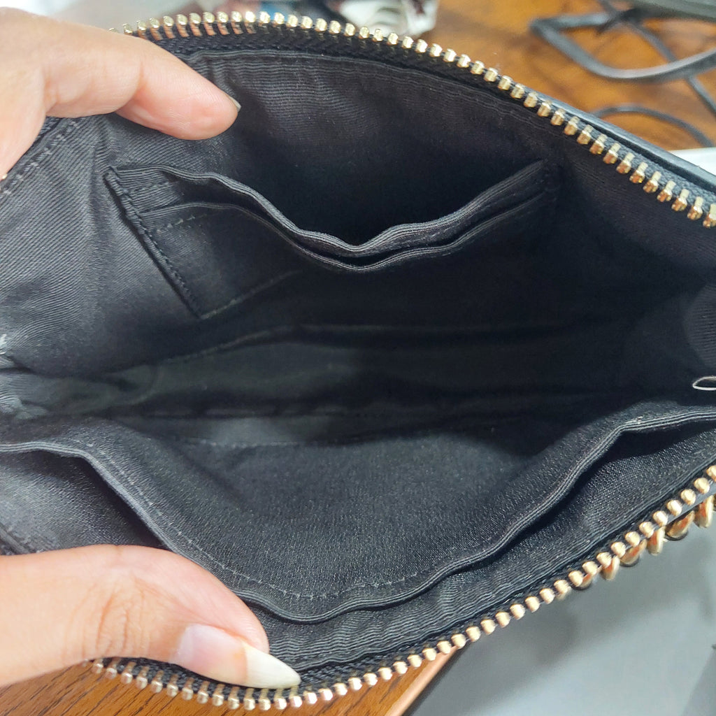 Coach Black Leather Signature Debossed Mini Bag | Pre Loved |