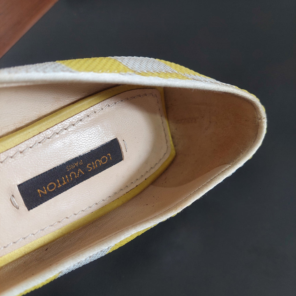 Louis Vuitton Yellow & White Magic Square Pumps | Pre Loved |