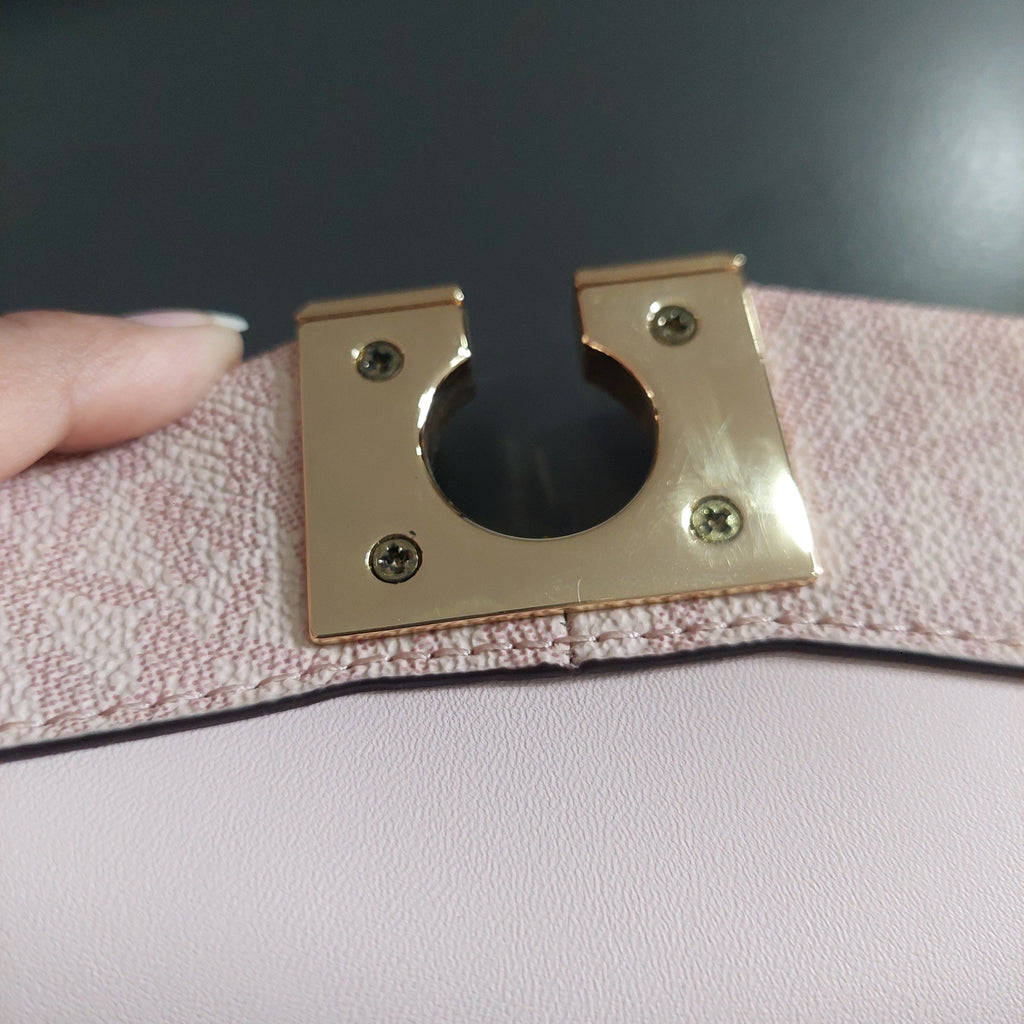 Michael Kors Ballet Pink Leatherette & Canvas Monogram Lita Crossbody Bag | Gently Used |