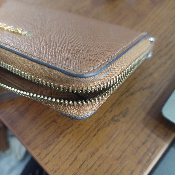 Michael Kors Tan Saffiano Leather Zip-Around Wallet | Pre Loved |