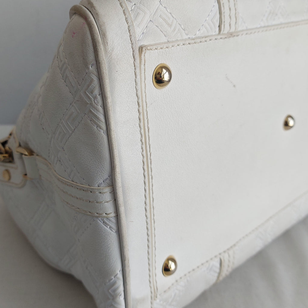 Versace White Leather Studded Handbag | Pre Loved |