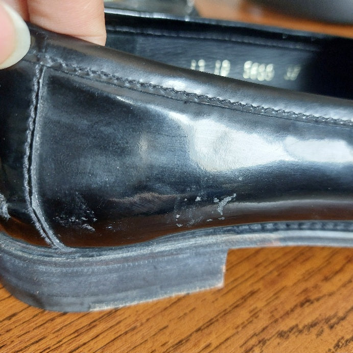 Prada Black Patent Leather Loafers | Pre Loved |