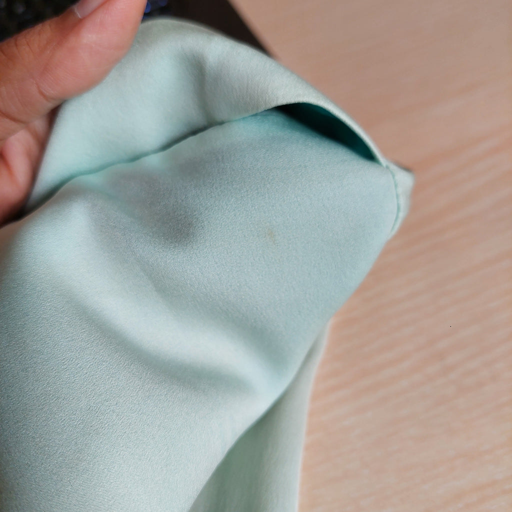 Mango Light Green Button Down Flat Collared Satin Top | Brand New |