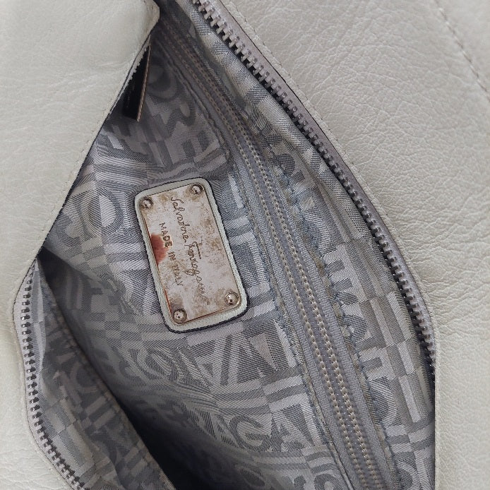 Salvatore Ferragamo White Leather Marisa Satchel Bag | Pre Loved |