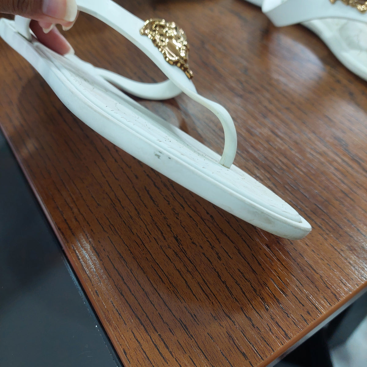 Versace White Medusa Thong Sandals | Pre Loved |