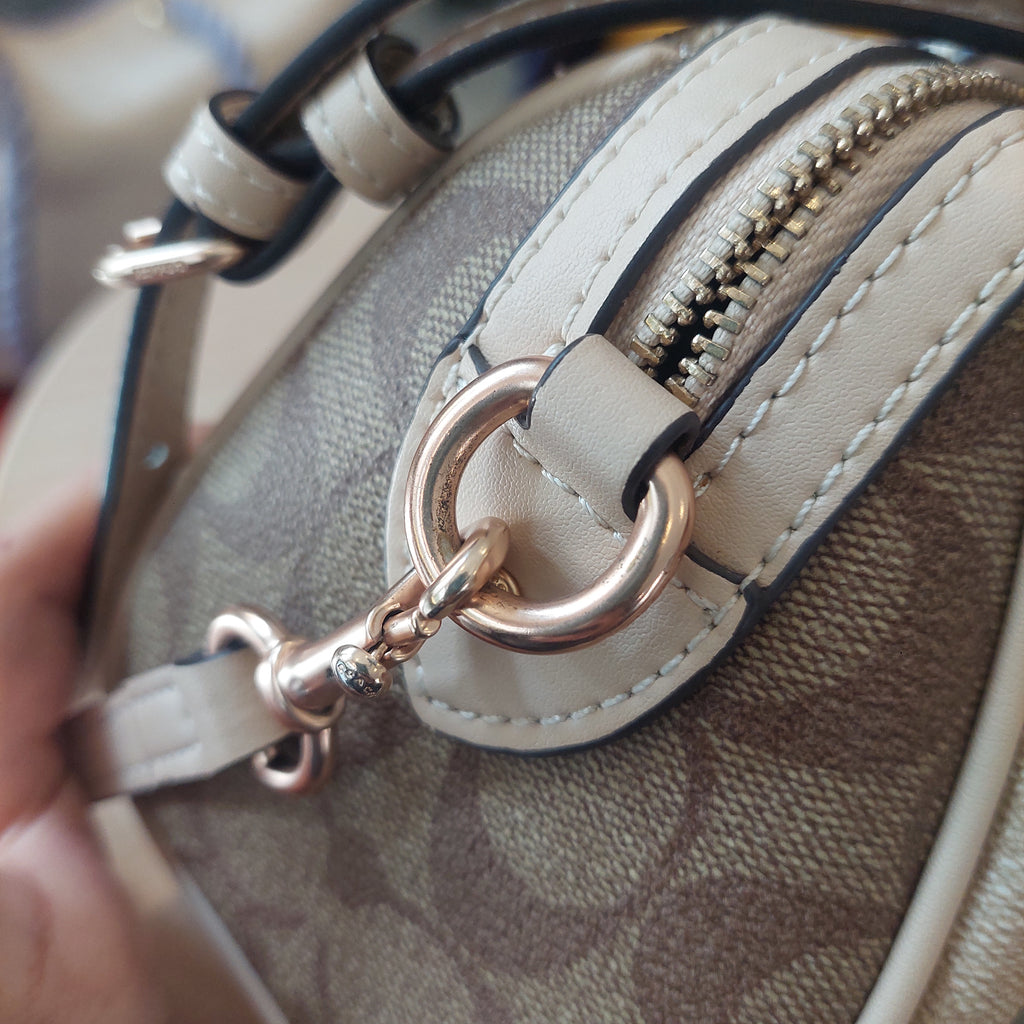 Coach Beige Signature Canvas Mini Rowan Crossbody Bag | Pre Loved |