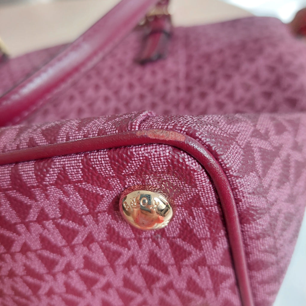 Michael Kors Plum Monogram Jet Set Travel Medium Tote | Pre Loved |