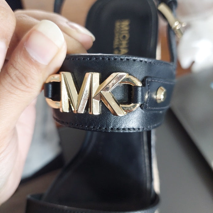 Michael Kors Black Leather Farrah Wedges | Gently Used |
