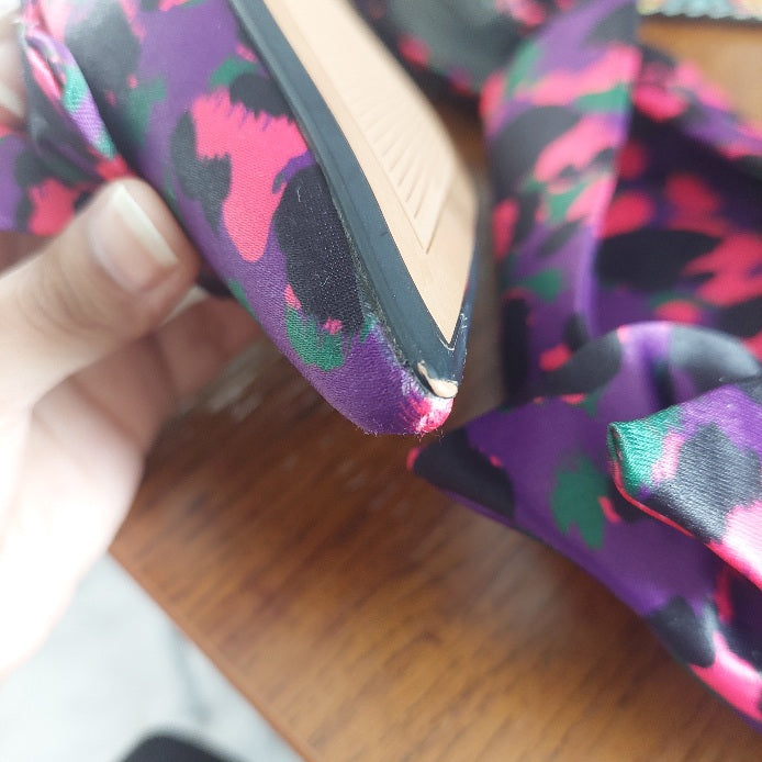ZARA Purple Satin Bow Detail Slingback Sandals | Brand New |