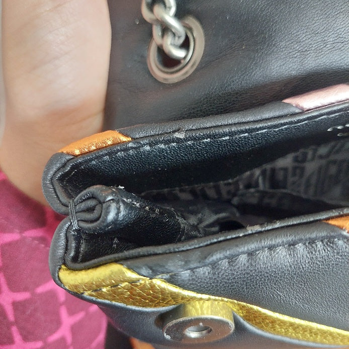 Kurt Geiger Black Leather Mini Kensington Rainbow Bag | Pre Loved |