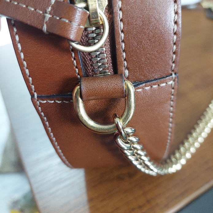Gucci Brown/Beige GG Supreme Canvas and Leather Mini Chain Bag | Gently Used |