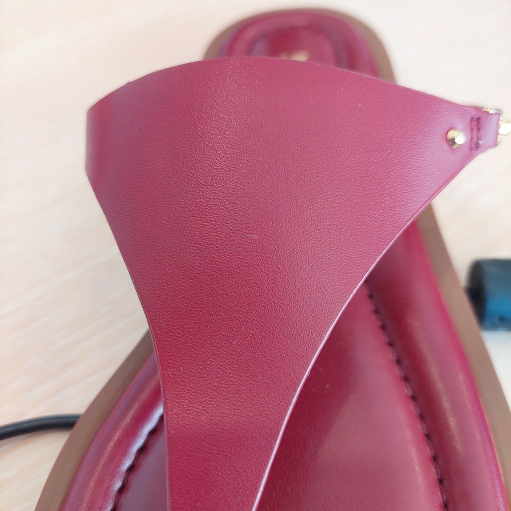 Michael Kors Maroon Leather Daniella Sandals | Brand New |