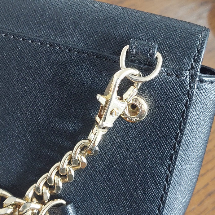 Michael Kors Black Tina Leather Clutch Crossbody and Detachable Wallet Bag | Pre Loved |