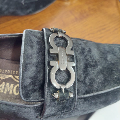 Salvatore Ferragamo 'Dilett' Black Velvet Loafers | Gently Used |