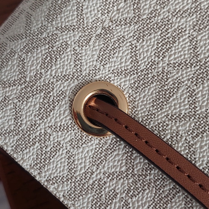 Michael Kors Brown & White Mercer Small Logo Bucket Bag | Gently Used |