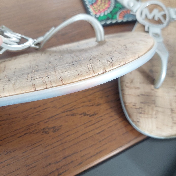 Michael Kors Silver Charm Jelly Cork Summer Sandals | Pre Loved |