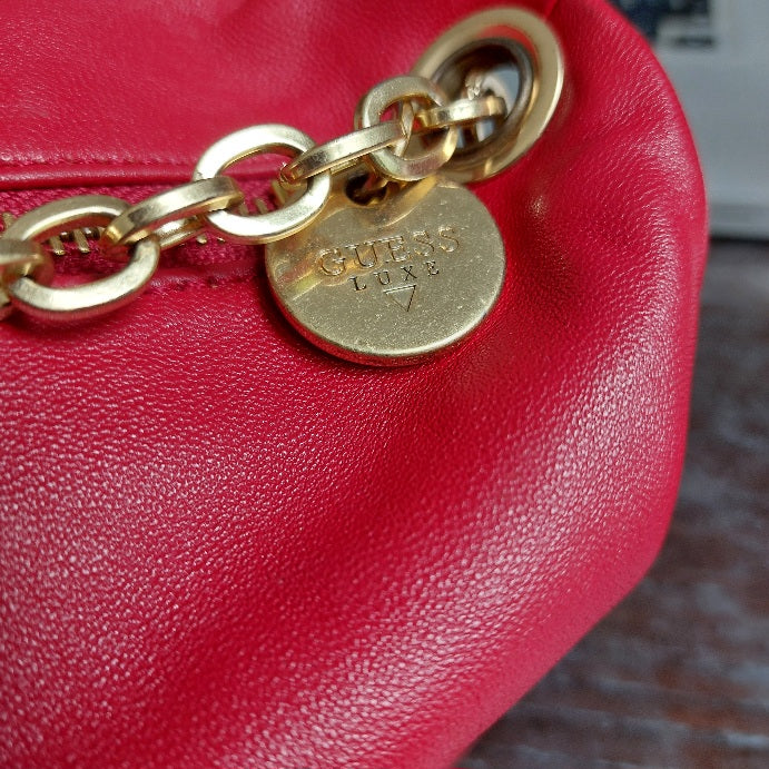Guess Luxe Red Leatherette Bonbon Mini Crossbody Bag | Pre Loved |