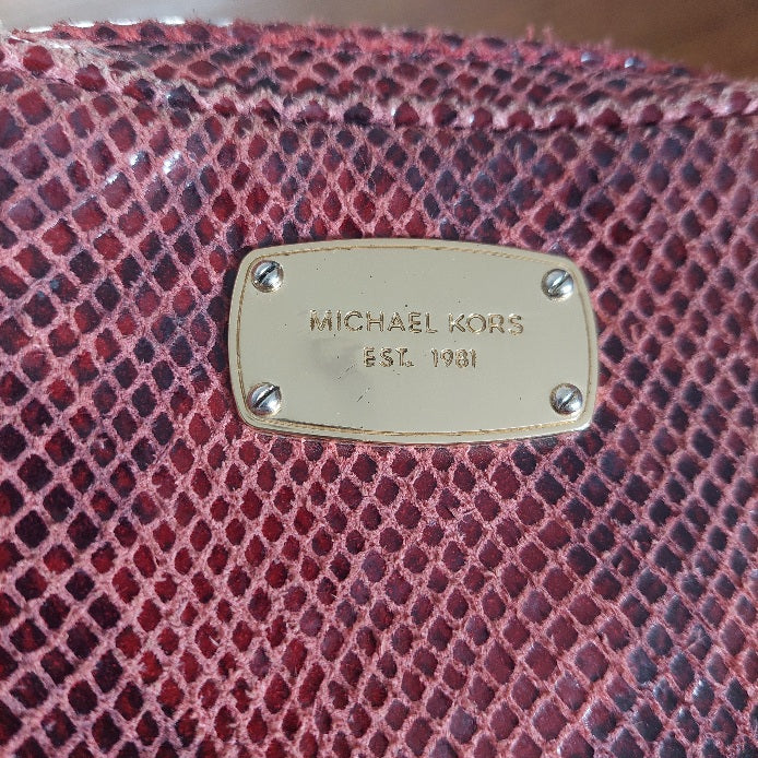 Michael Kors Red Leather Python Pattern Small Crossbody Bag | Pre Loved |