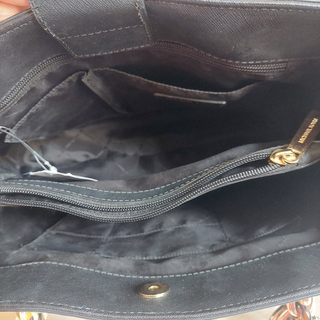 Michael Kors Black Floral Large Leather Tote Bag | Pre Loved |