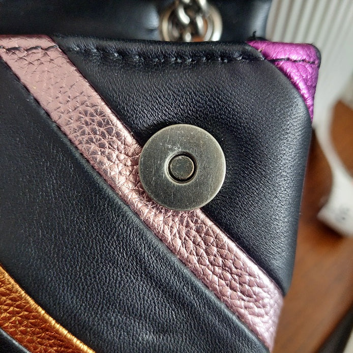 Kurt Geiger Black Leather Mini Kensington Rainbow Bag | Pre Loved |