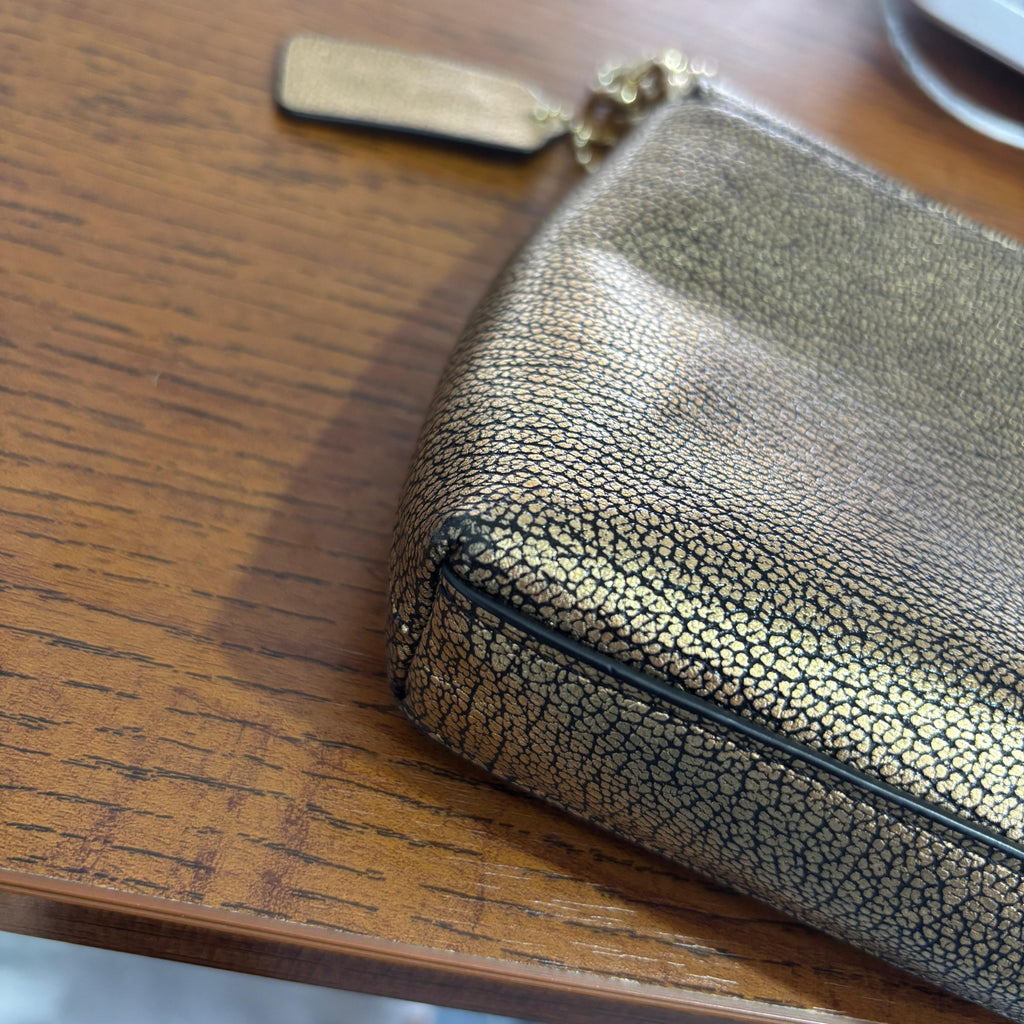 Coach Gold Metallic Pebble Leather Crosstown Crossbody Bag | Pre Loved |