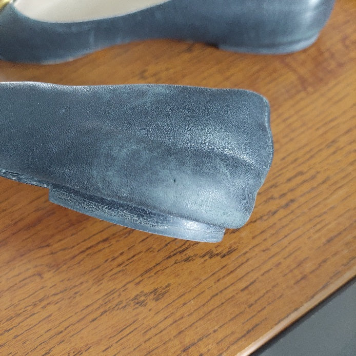 Tory Burch Black Leather Chelsea Cap-Toe Ballet Flats | Pre Loved |