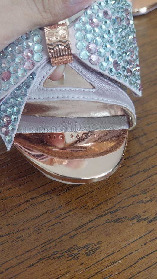 Ted Baker Pink Arayi Bow Crystal Heel Sandals | Pre Loved |